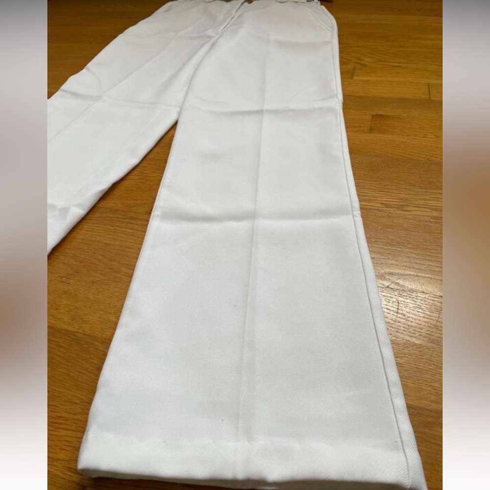 1960s Vintag High Waist White Polyester Wide Leg Slacks